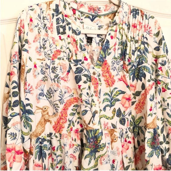 Anthropologie x Kelly Louise Judd Whimsical Forest Flannel Sleep Mini Dress - Picture 7 of 10